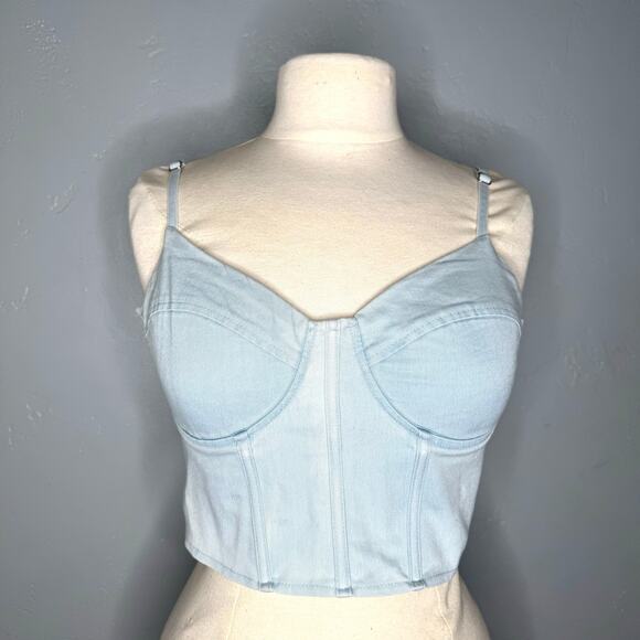 Women’s Light Wash Denim Bustier Top – Size Medium - Picture 1 of 8